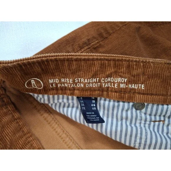 Lands End Brown Corduroy Pants Women's Size 16 Straight Leg Brown Pockets - Picture 3 of 4